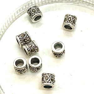 Lot of 8 Sterling Silver Marcasite Tube Beads 6mm